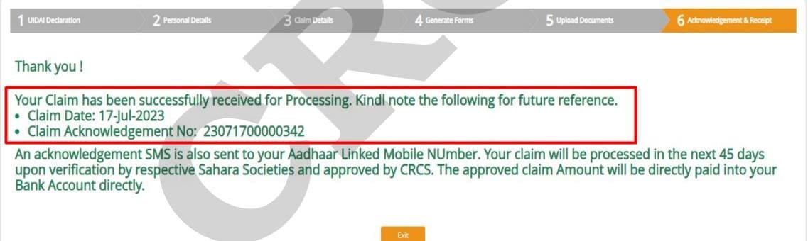 sahara-refund-application-submitted